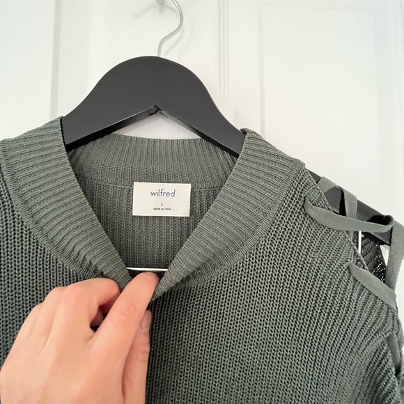 Wilfred Off Shoulder Salome Sweater Top Medium Olive Green - Picture 6 of 9